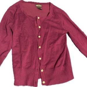 Purple Cardigan with Crystal Buttons
